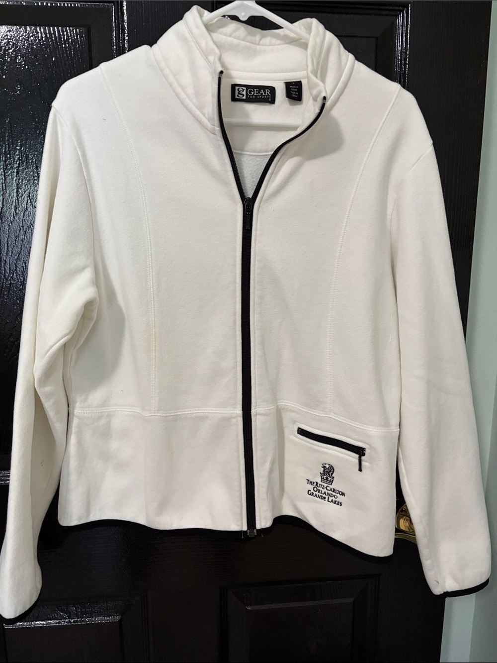 Ritz Carlton GEAR White Full-Zip Jacket with Black Trim